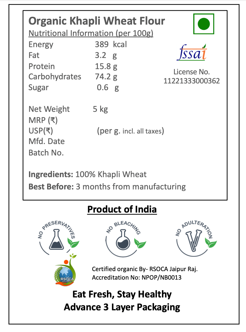 Organic Khapli Atta/Flour